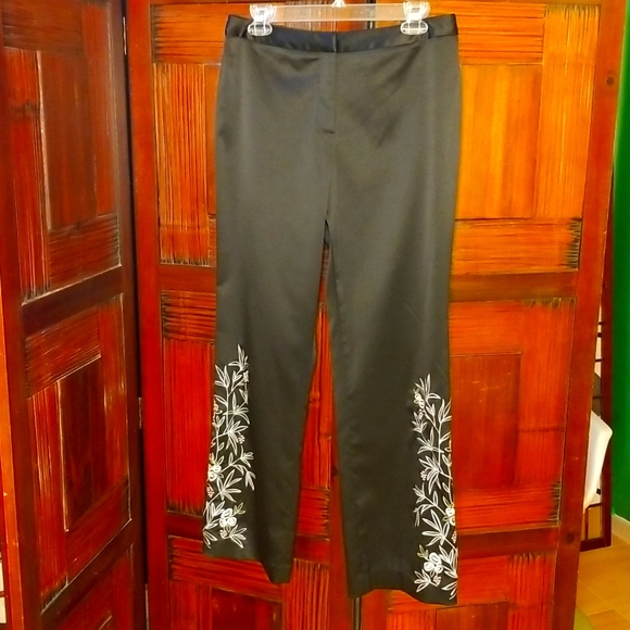 Stretch satin black pants by Spencer Jeremy petites size 10 p - Picture 1 of 4